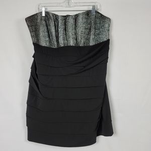 Maurices silver and black bodycon mini dress strapless compression plus